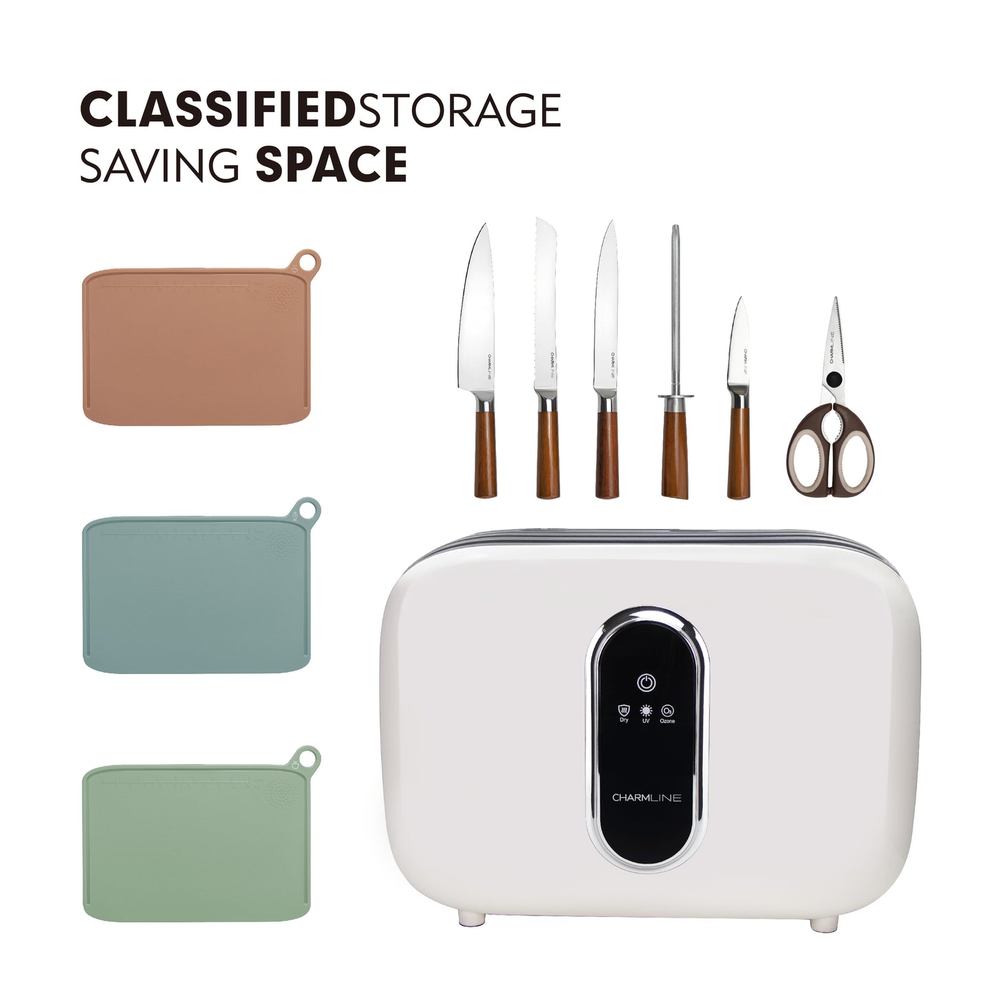 Charmline Smart Cutting Board And Knife Set With Holder Classic