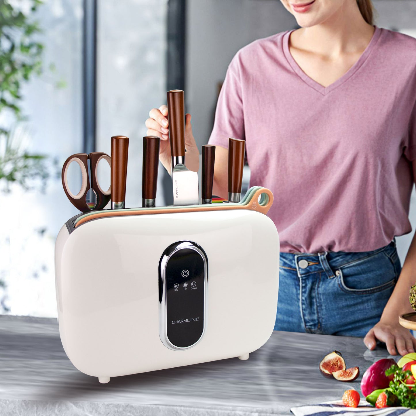 Charmline Smart Cutting Board And Knife Set With Holder Classic