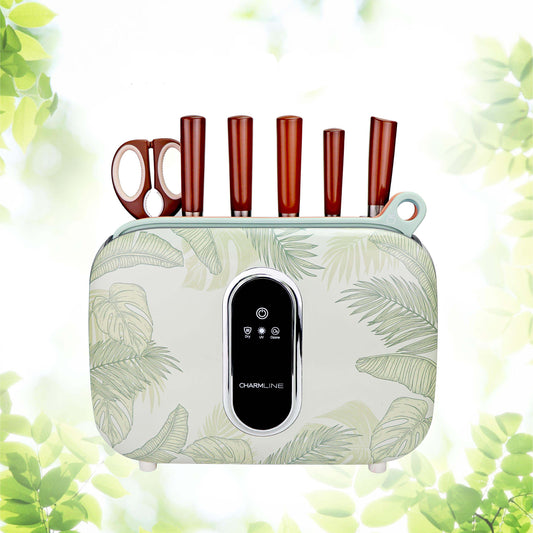 Charmline Smart Cutting Board And Knife Set With Holder Leaf Theme