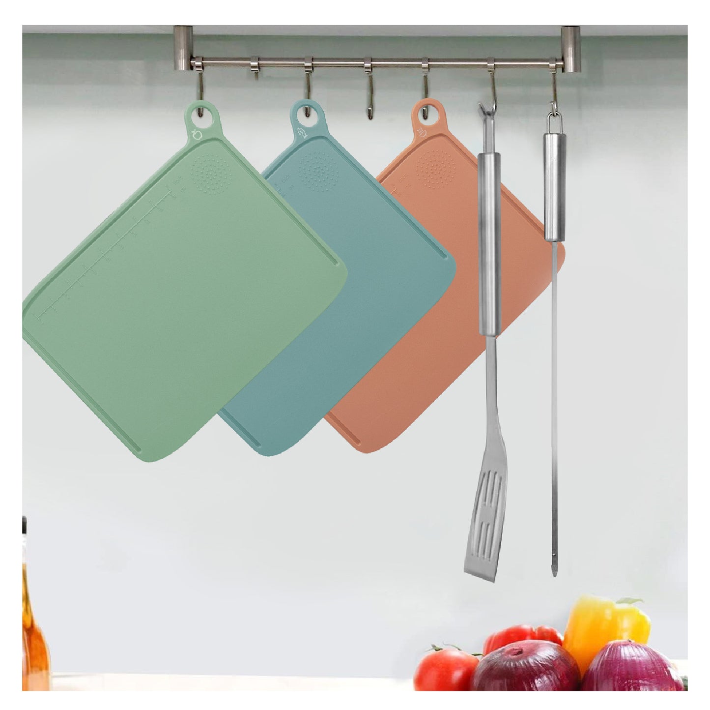 Charmline Smart Cutting Board And Knife Set With Holder Leaf Theme