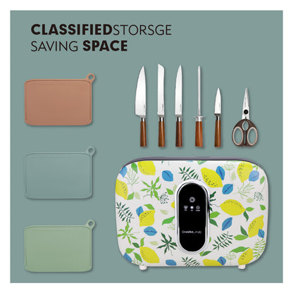 Charmline Smart Cutting Board And Knife Set With Holder Lemon Theme