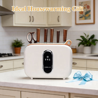 Charmline Smart Cutting Board and Knife Set with Holder, Self-Cleaning & Drying, Space-Saving Kitchen Organizer, Practical Gift for Mom, Housewarming, Birthday & Christmas