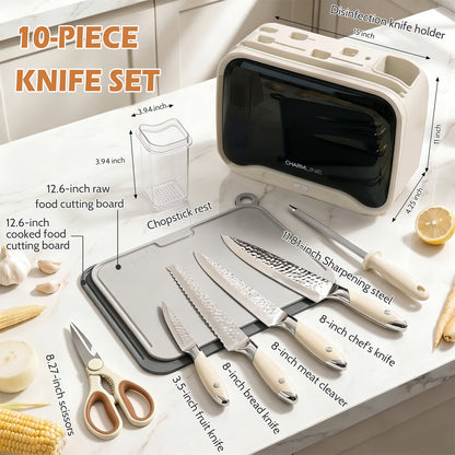 Charmline Next-Gen Smart Cutting Board and Knife Set with Holder, Self-Cleaning and Drying, Space-Saving Kitchen Organizer, Practical Gift for Mom, Housewarming, Birthday & Christmas