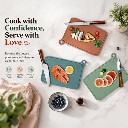 Charmline Smart Cutting Board and Knife Set with Holder, Self-Cleaning & Drying, Space-Saving Kitchen Organizer, Practical Gift for Mom, Housewarming, Birthday & Christmas