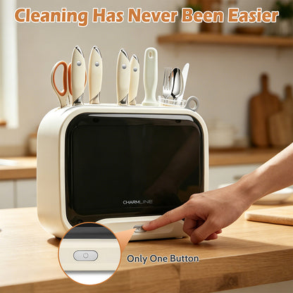 Charmline Next-Gen Smart Cutting Board and Knife Set with Holder, Self-Cleaning and Drying, Space-Saving Kitchen Organizer, Practical Gift for Mom, Housewarming, Birthday & Christmas
