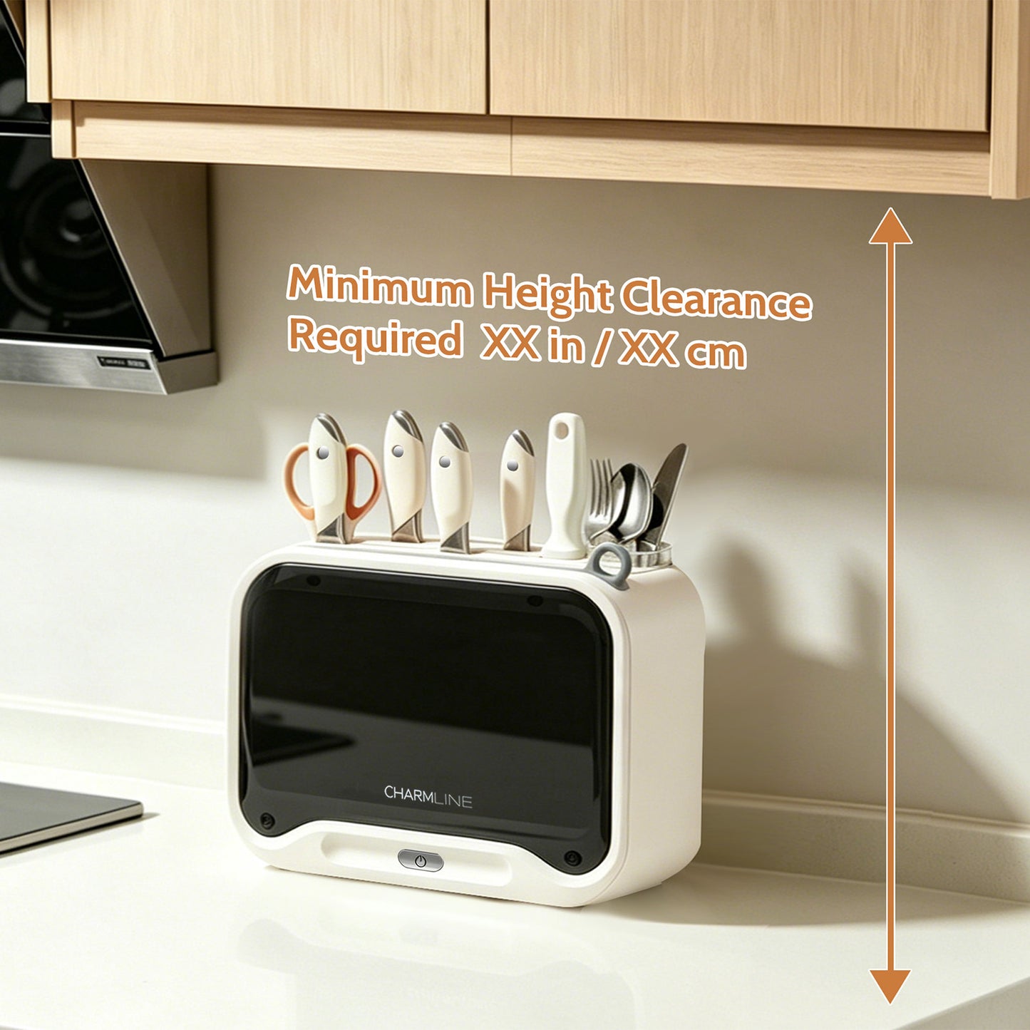 Charmline Next-Gen Smart Cutting Board and Knife Set with Holder, Self-Cleaning and Drying, Space-Saving Kitchen Organizer, Practical Gift for Mom, Housewarming, Birthday & Christmas