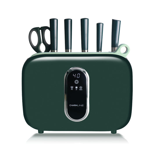 Charmline Smart Cutting Board And Knife Set With Holder Green