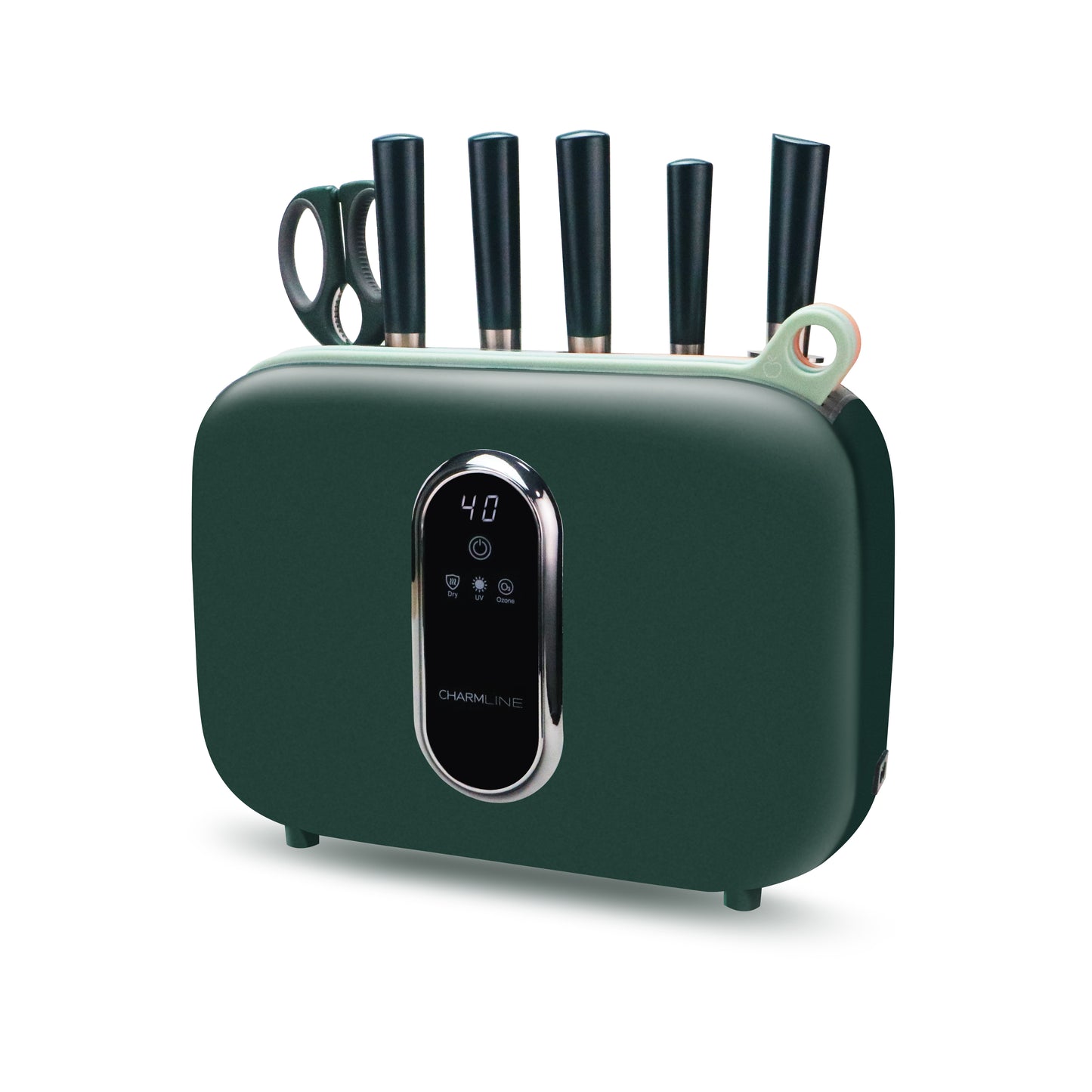 Charmline Smart Cutting Board And Knife Set With Holder Green