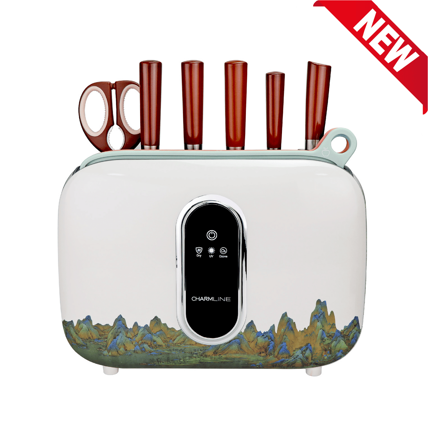 Charmline Smart Cutting Board And Knife Set With Holder Mountain Theme