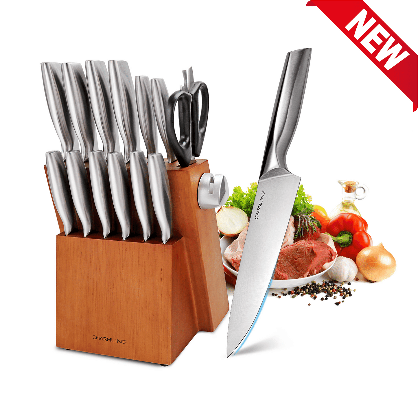 Charmline Smart  Knife Set With Wooden Block