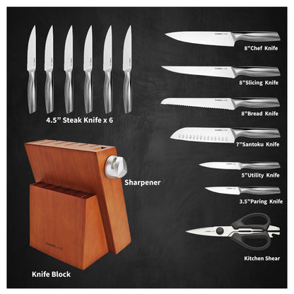 Charmline Smart  Knife Set With Wooden Block